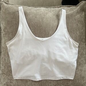 90 Degree By Reflex White Scoop Neck Cropped Tank